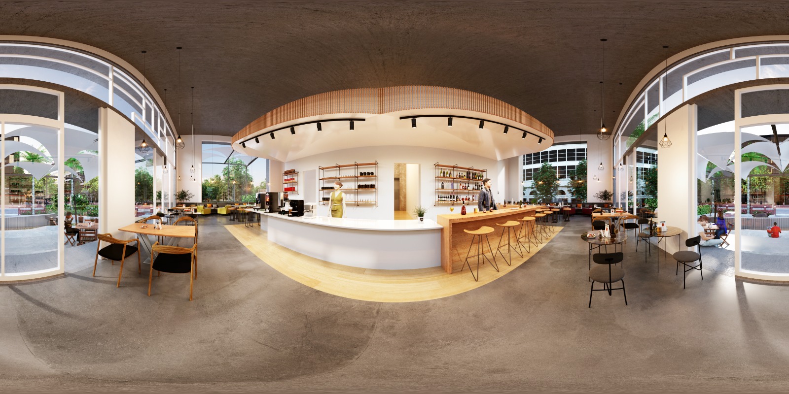 2. 360 Render of an Interior of  Cafe in California